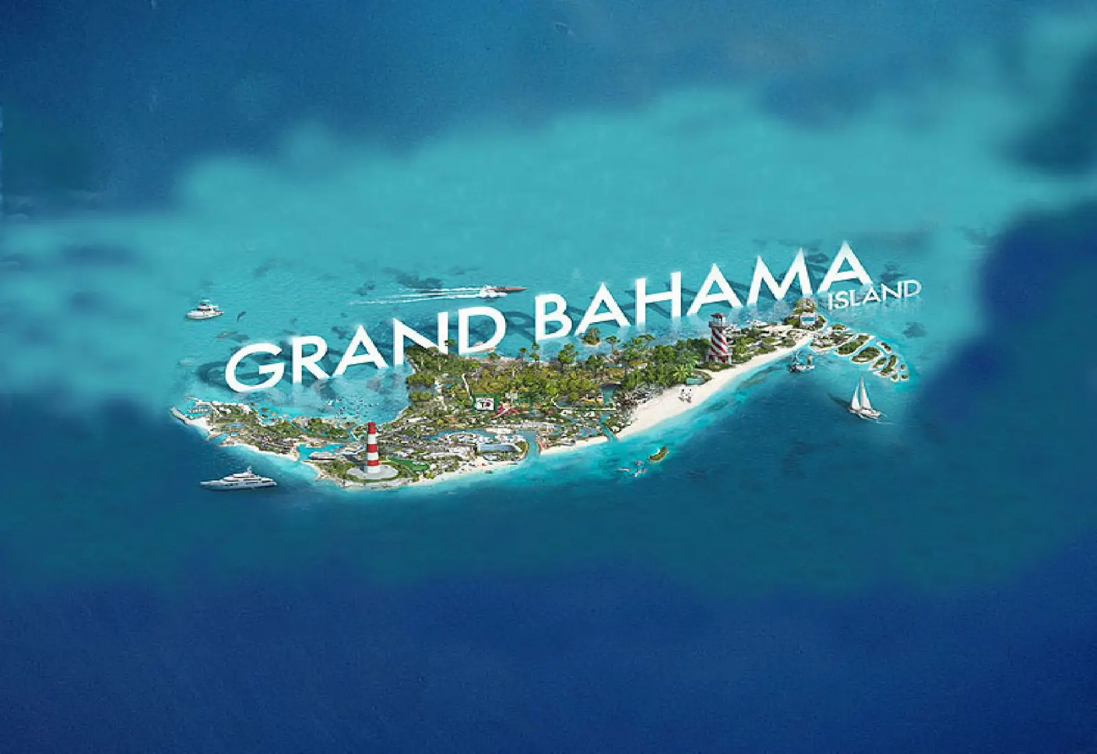 Illustrated map of Grand Bahama island